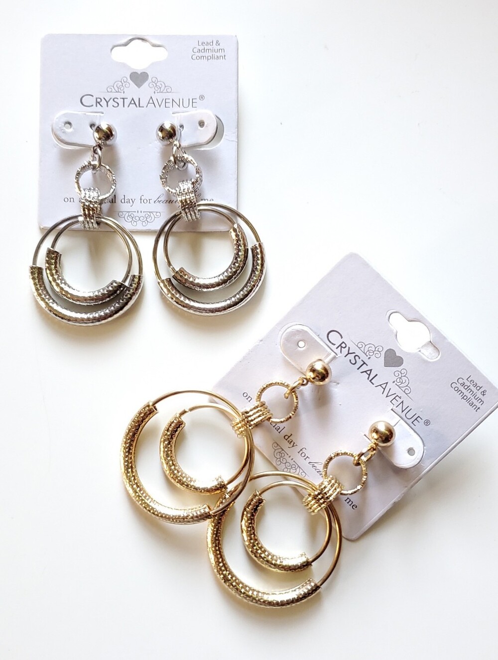 Bundle Alert! 2 Pairs Of Double Hoop Drop Earrings